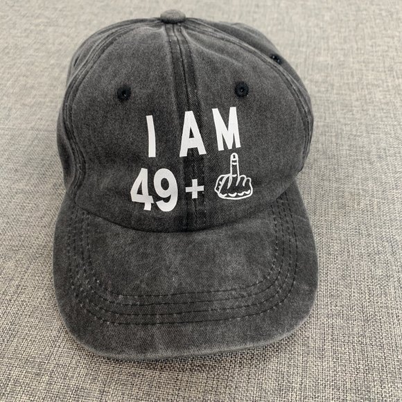 Brand New I Am 49 Middle Finger Baseball Cap Gray Adjustable